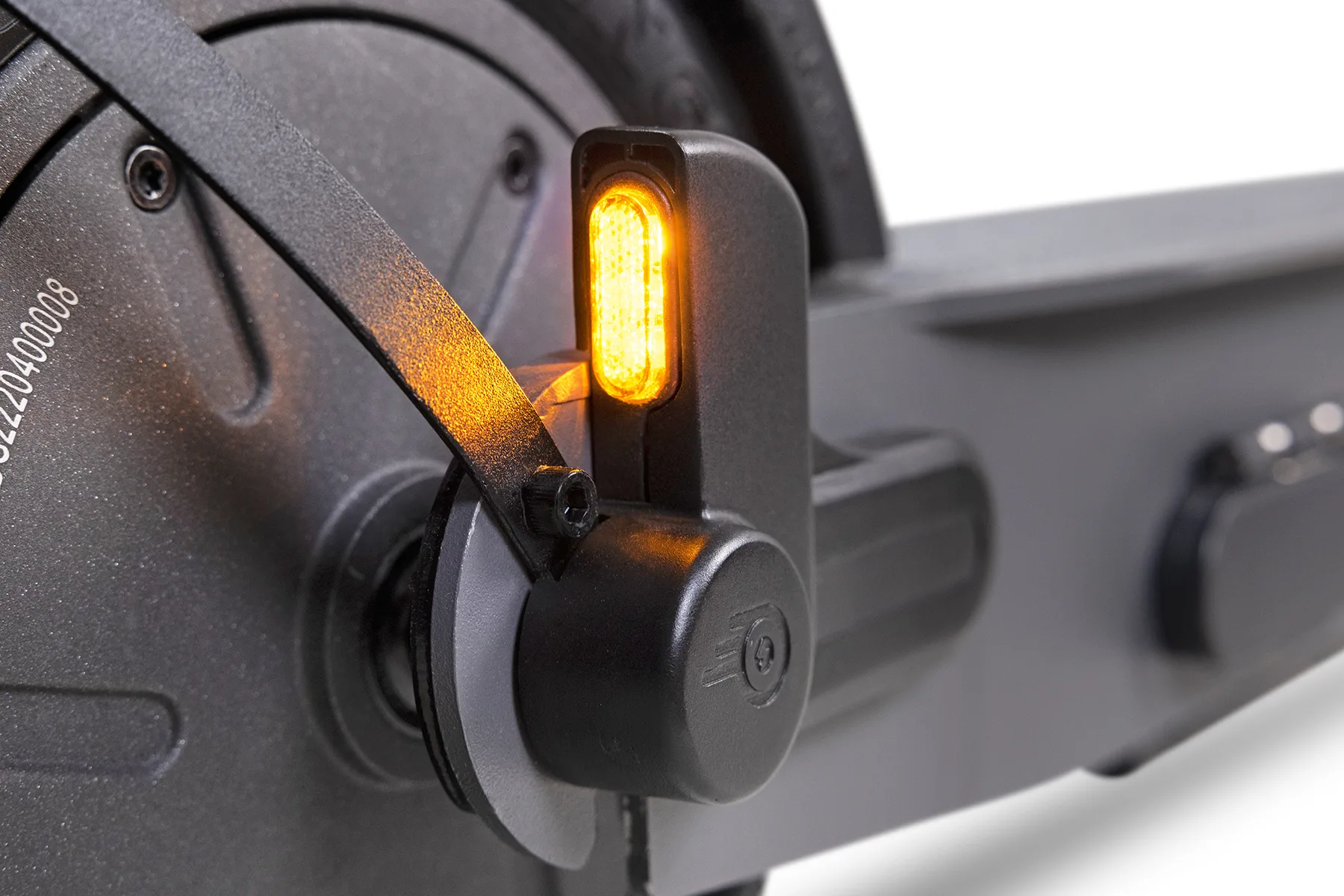 Blinker am Hinterrad des ePF-2 Elektrorollers – integrierte Rücklicht- und Blinkanlage für bessere Sichtbarkeit und Sicherheit im Straßenverkehr bei klappbarem E-Scooter mit Straßenzulassung