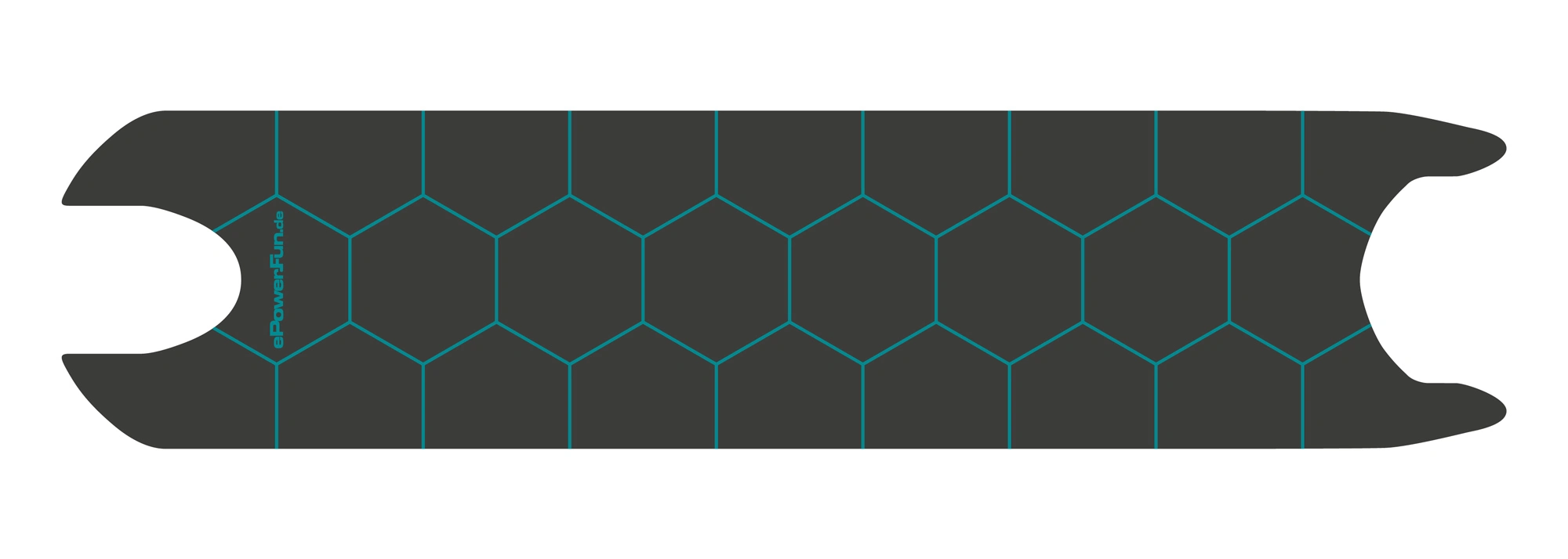 Schwarz-petrol farbenes Griptape des ePF-2 XT Petrol E-Scooters, rutschfest und robust für sicheren Halt, ideal für Elektromobilität, Mikromobilität und nachhaltige Mobilität.