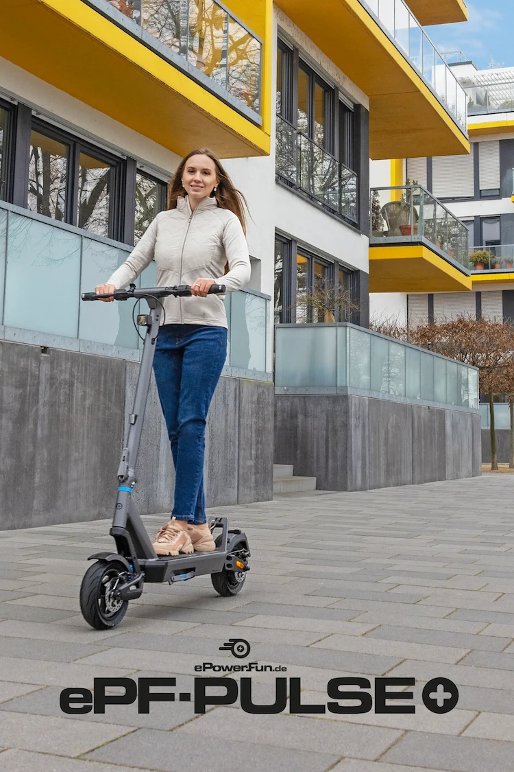 ePF PULSE+ Elektroroller – leistungsstarker, klappbarer E-Scooter mit Straßenzulassung, hoher Reichweite und moderner Ausstattung für nachhaltige Mikromobilität