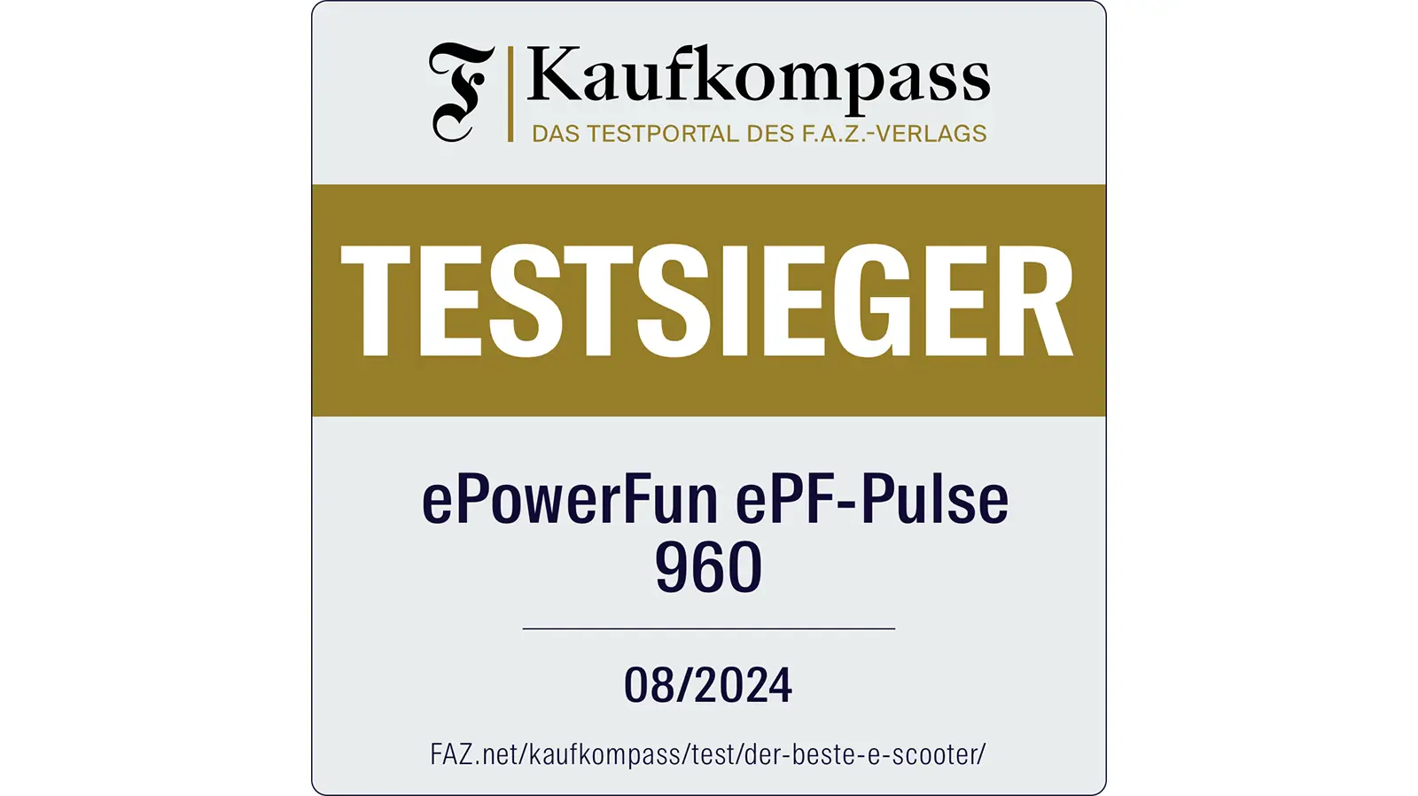 FAZ Testsieger 2024 und bester E-Scooter für die meisten: ePowerFun ePF-Pulse 960 – leistungsstarker Elektroroller 