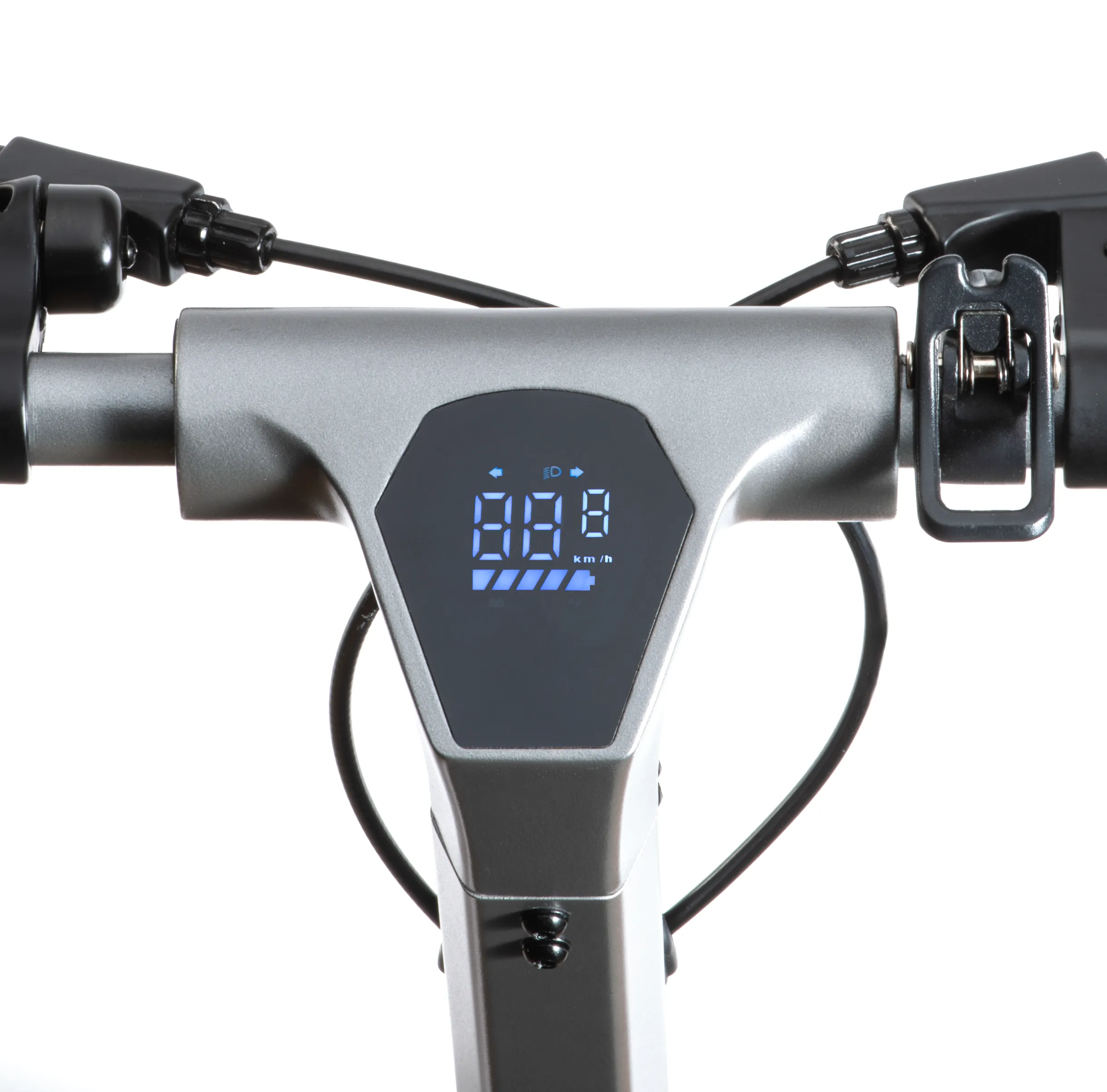 Display am Lenker des ePF PULSE Elektrorollers – gut ablesbares Cockpit mit Anzeige für Geschwindigkeit, Akkustand etc. beim klappbaren E-Scooter mit Straßenzulassung