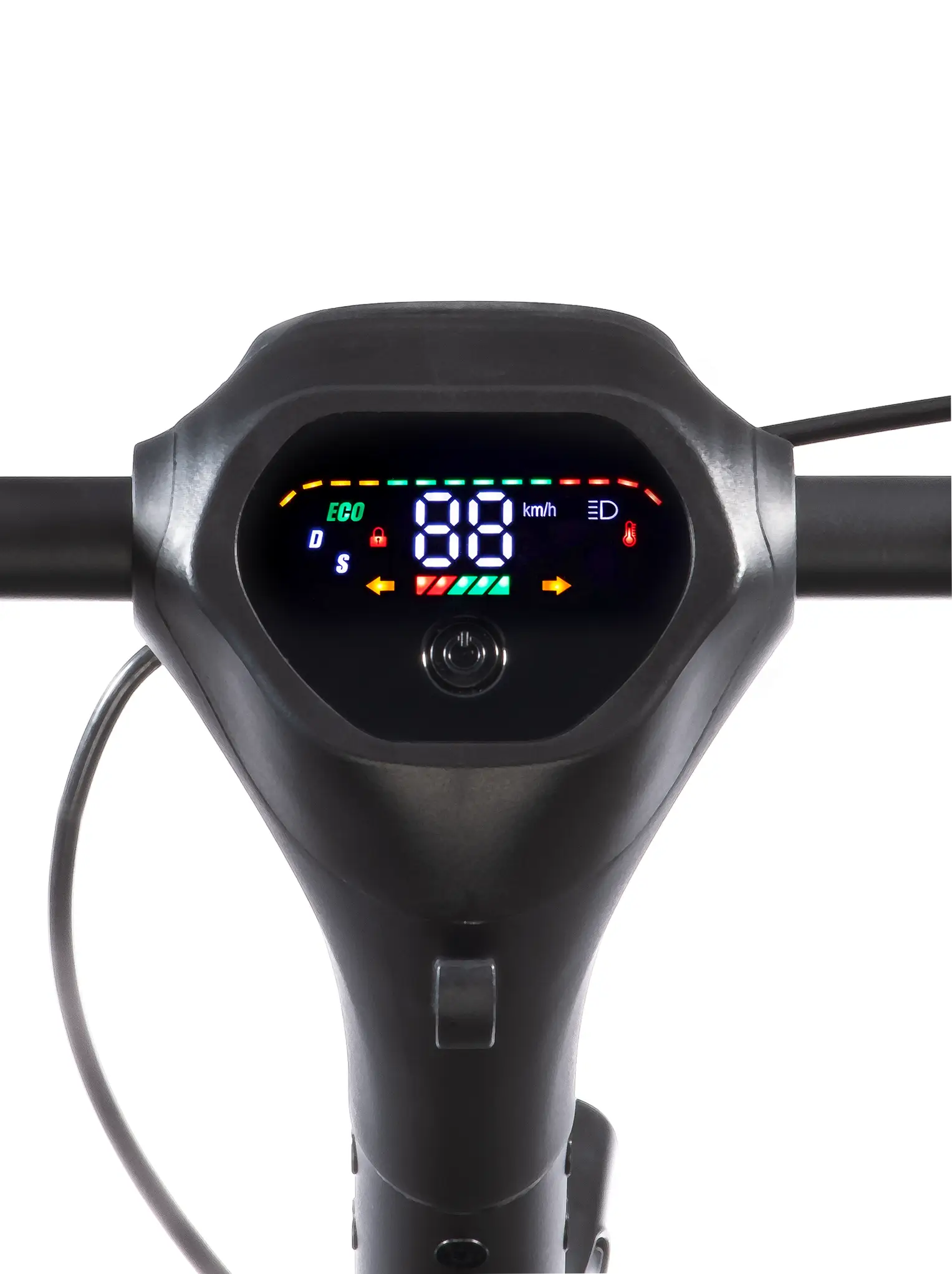 Helles, gut ablesbares Display am ePF-2 PRO Elektroroller – Anzeige von Geschwindigkeit, Batteriestand und weiteren wichtigen Fahrdaten für optimale Kontrolle unterwegs