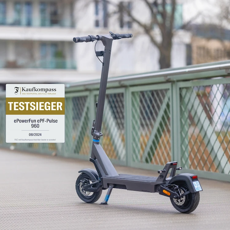 ePF PULSE – FAZ-Testsieger E-Scooter mit Straßenzulassung und hoher Reichweite für nachhaltige Mikromobilität